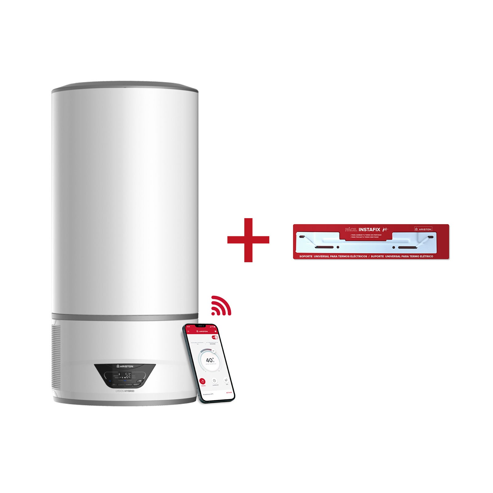 Ariston Aerotermia, Lydos Hybrid Wifi 100L + Soporte De Pared Instafix, Clase Energetica A , Leroy Merlin