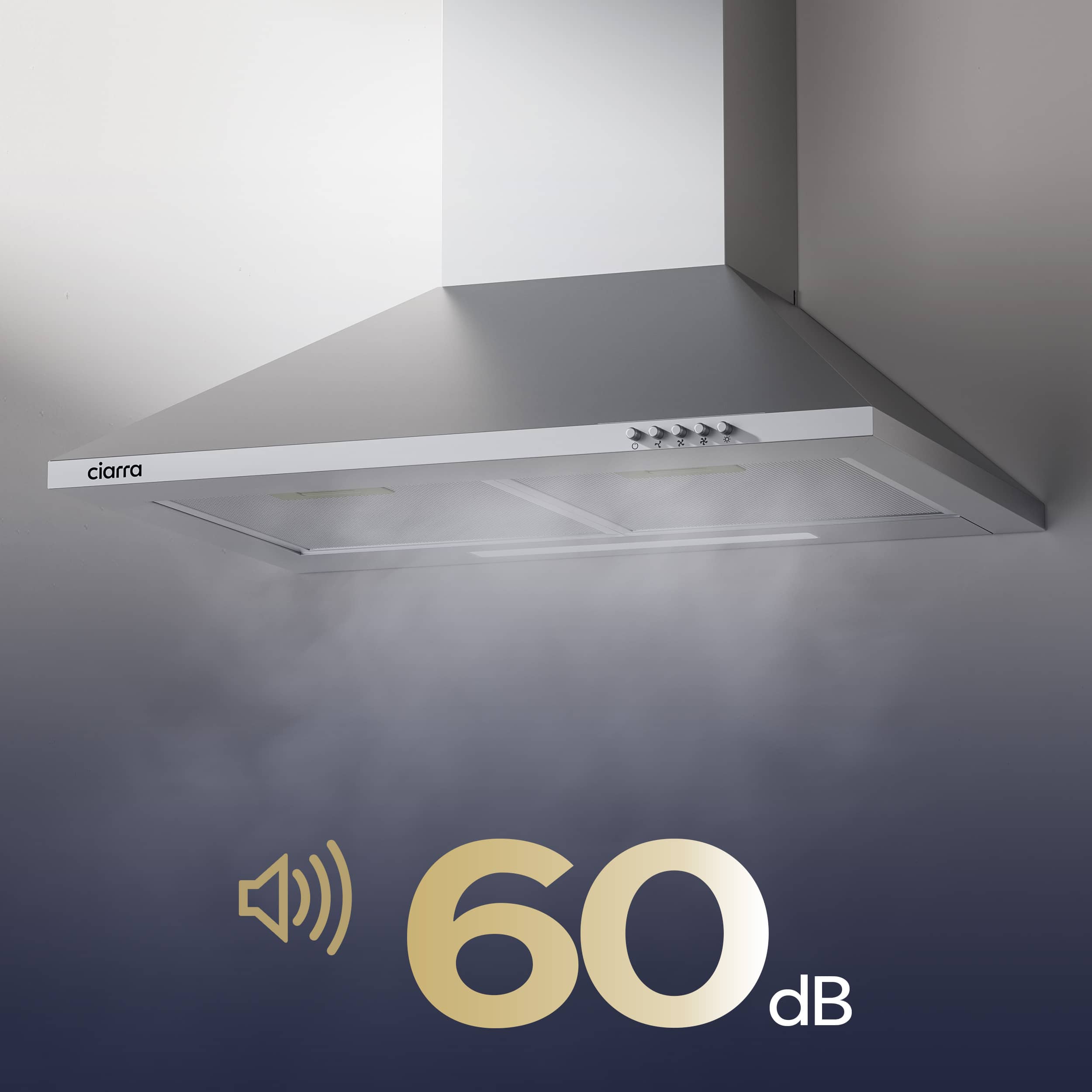 Exaustor de Parede 60cm CIARRA Classe A++ 404 m3/h Recirculação Prata 201SS60 - 6