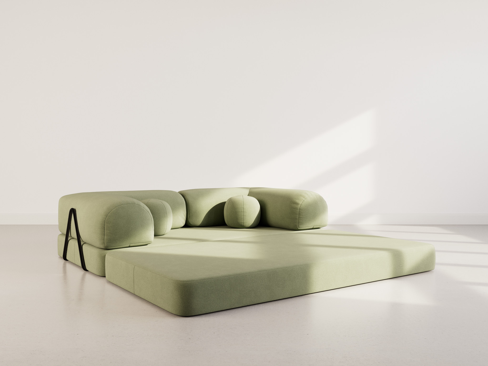 Canapé droit convertible 3 places en velours texturé vert sauge - NEBULA - Best Mobilier - 4