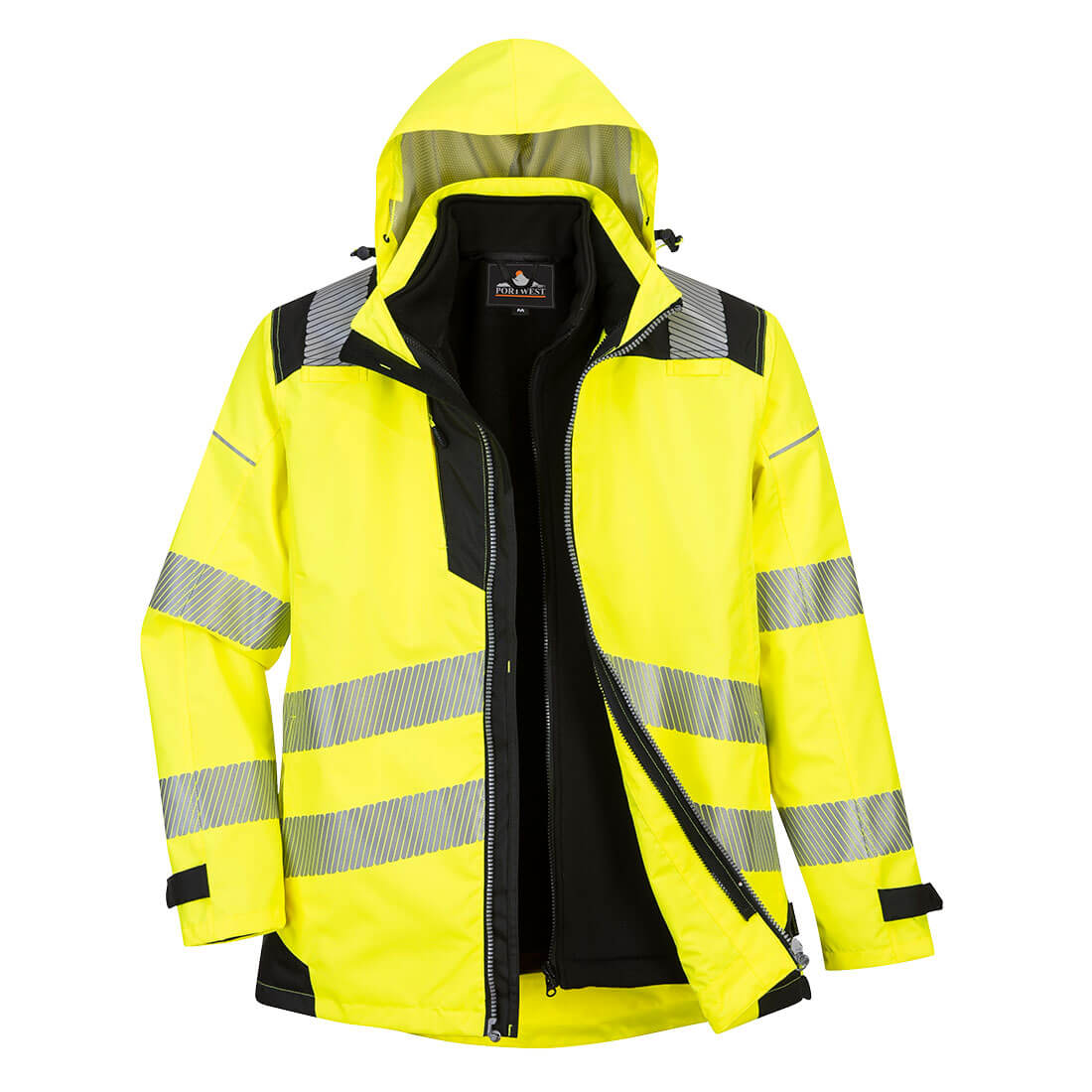 Parka PW3 3 en 1 haute visibilité Jaune Noir - Portwest - Taille XL - 3