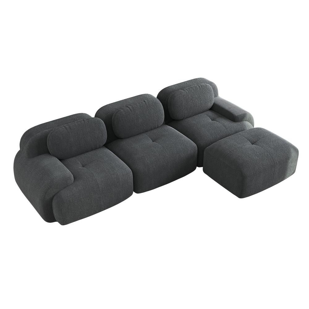 Canapé d’angle modulable ergonomique en tissu côtelé, adapté aux animaux, rembourrage haute élasticité 32D, pour salon et chambre - 5