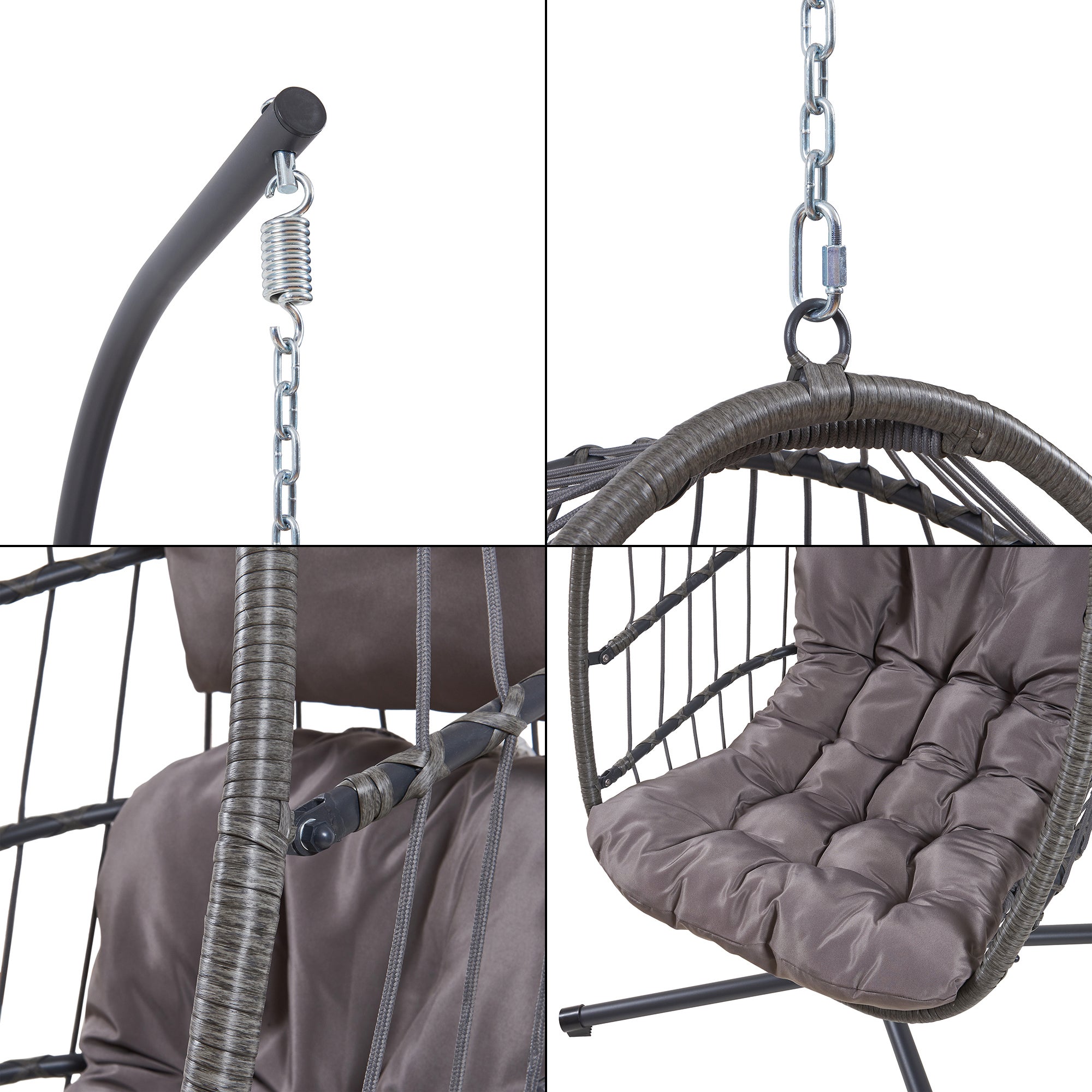 Fauteuil suspendu avec support Edeng 196 x 110 x 95 cm gris [en.casa] - 8