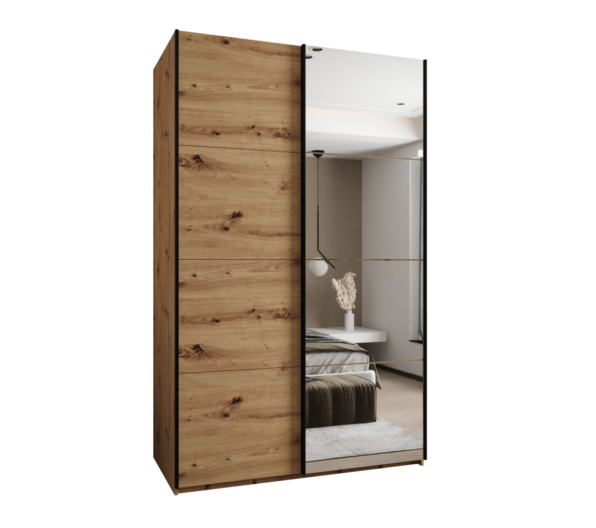 Szafa przesuwna wysoka Lux 3 160 x 64 x 245,5 cm artisan + artisan + u. czarny - Abiks Meble