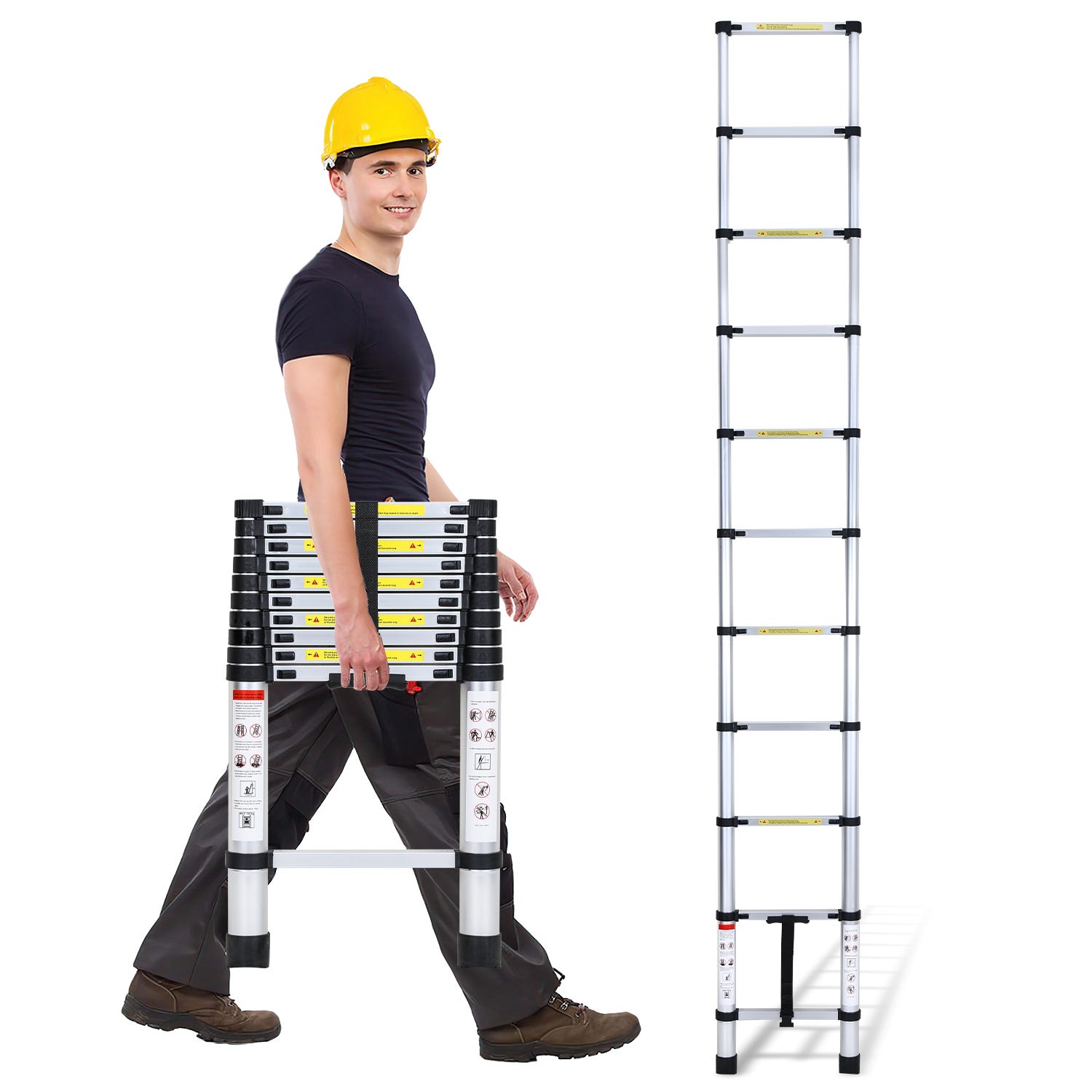 Échelle Télescopique En Acier Inoxydable De 3,2 M, Échelle Coulissante Échelle Télescopique En Acier Inoxydable De 3,2 M, Échelle Coulissante