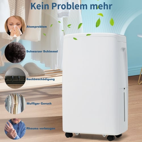 Desumidificador Silencioso 12L para Espaços de 20-40㎡, Funcionamento Silencioso,Reservatório de 1.5L,Temporizador 24h,Função de Secagem de Roupa - 5