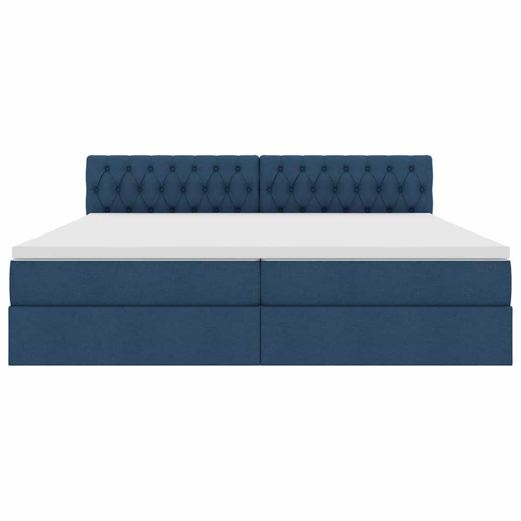 Lit avec rangement et matelas en velours bleu pour la chambre, 200 × 200 cm - 6