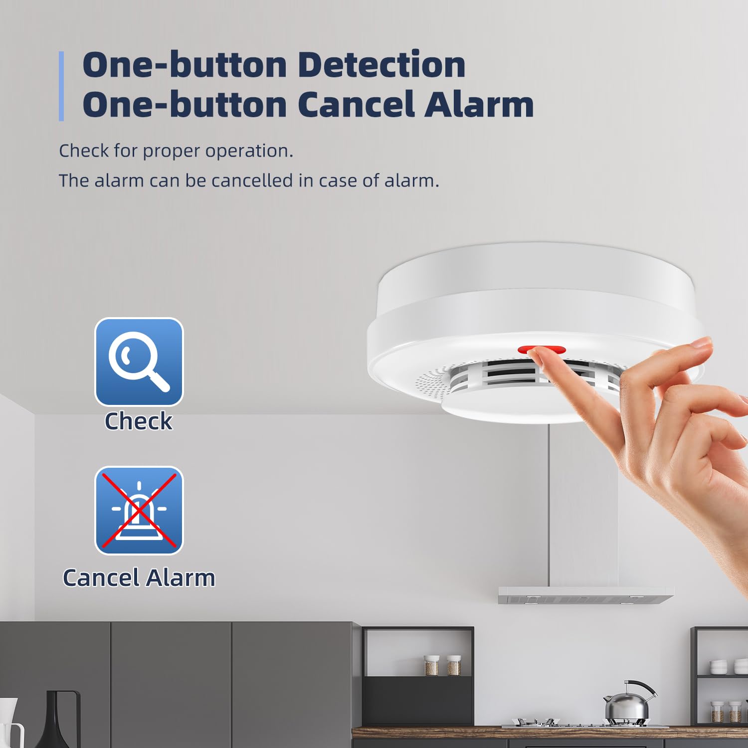 Détecteur de fumée intelligent Wi-Fi, alarme incendie, alarme de fumée sans fil domestique avec notification par application (batterie non incluse) - 6