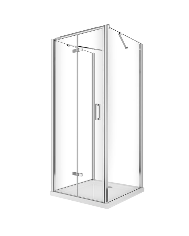 Kabina prysznicowa trójstronna,składana jak książka ,H190 cm,chrom,szkło transparentne z powłoką Easy-Clean,65-67,5 ścianki stałe + drzwi 93,8-95,8