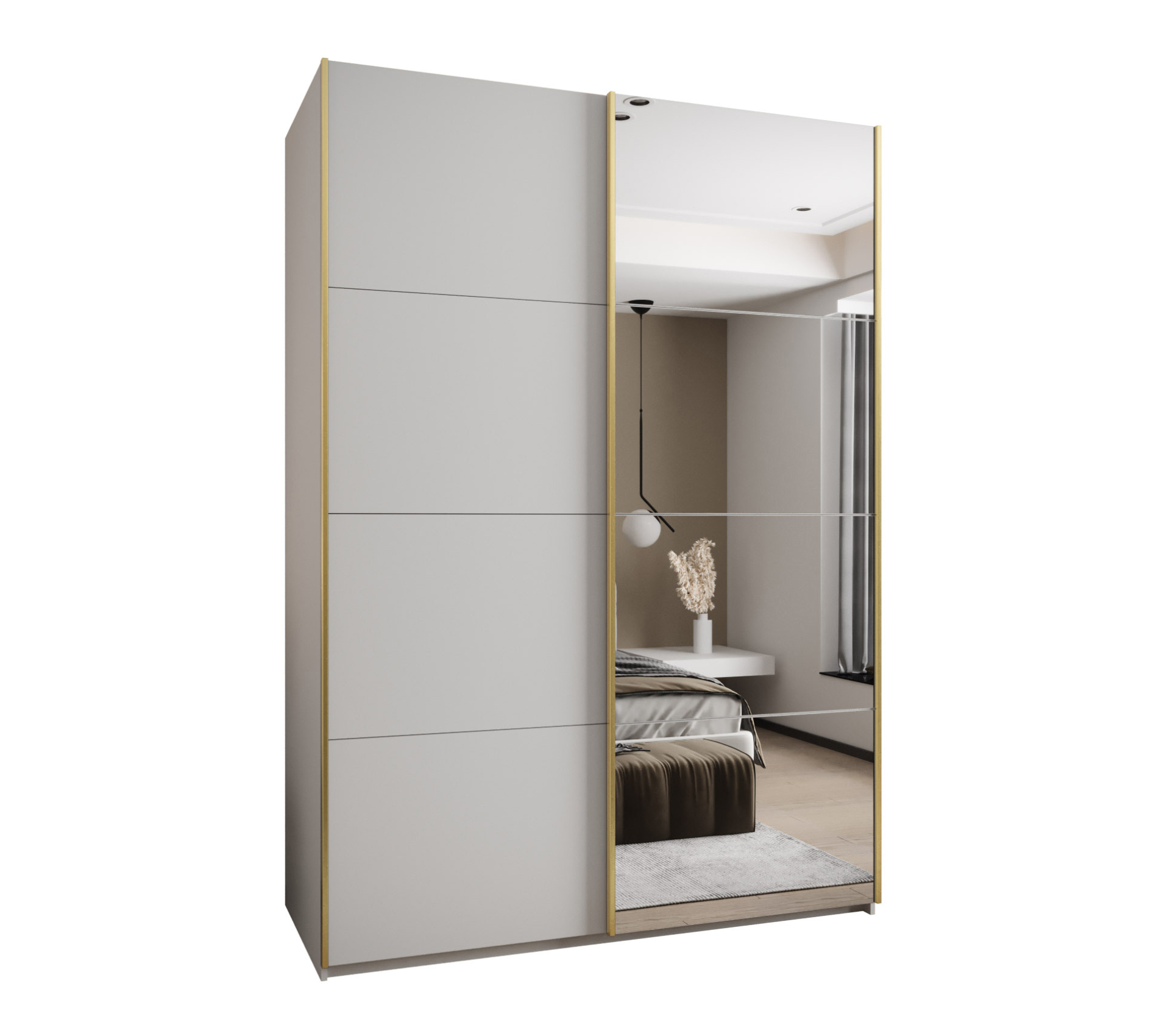 Szafa przesuwna wysoka Lux 3 170 x 64 x 245,5 cm biały + biały + u. złoty - Abiks Meble