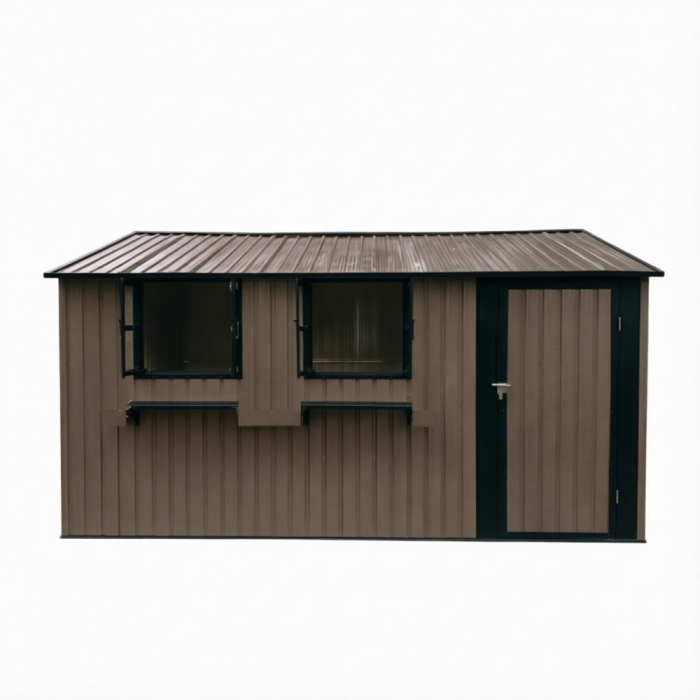 Abri Jardin 10,21 m² – Acier Galvanisé, 3 Fenêtres, Portes Doubles, Imperméable – Marron/Noir - 9