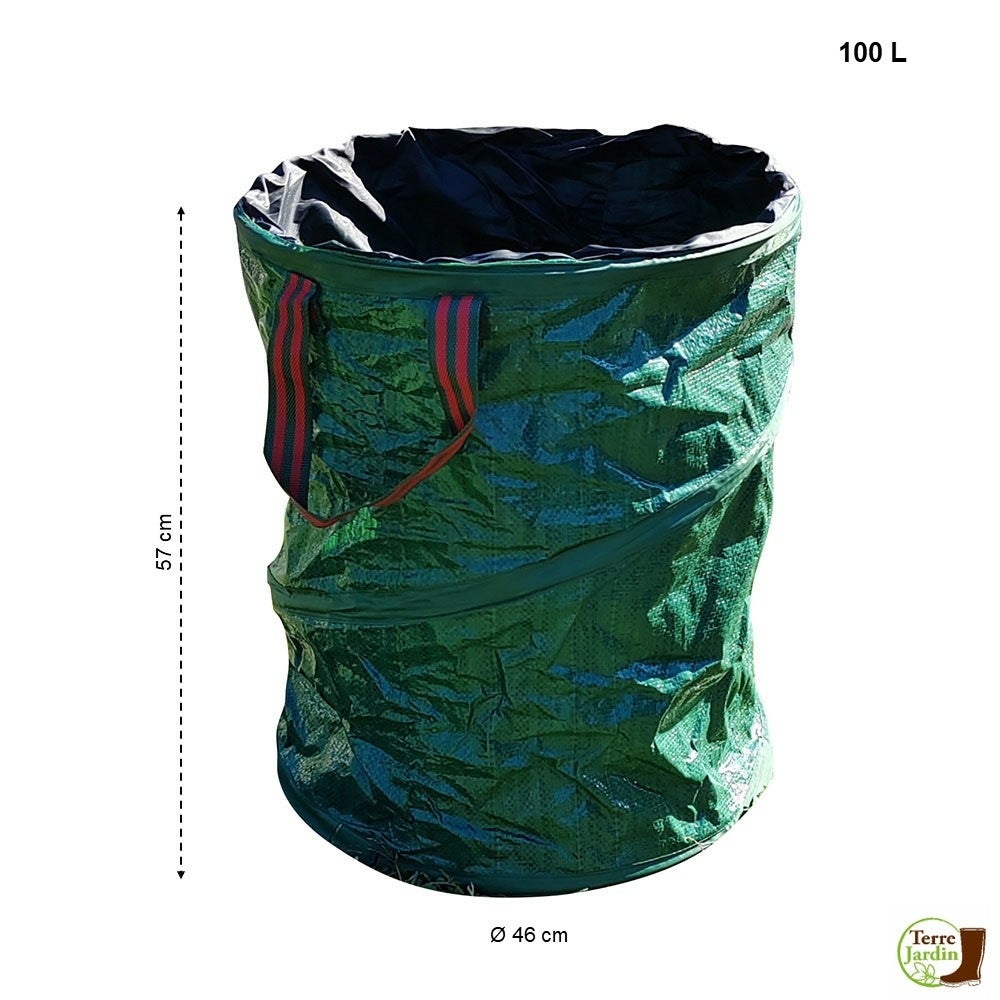 Lot De 3 Sacs Pop-up Pour Déchets Verts Jardin 100 L - Autoportants Avec Cordon De Serrage