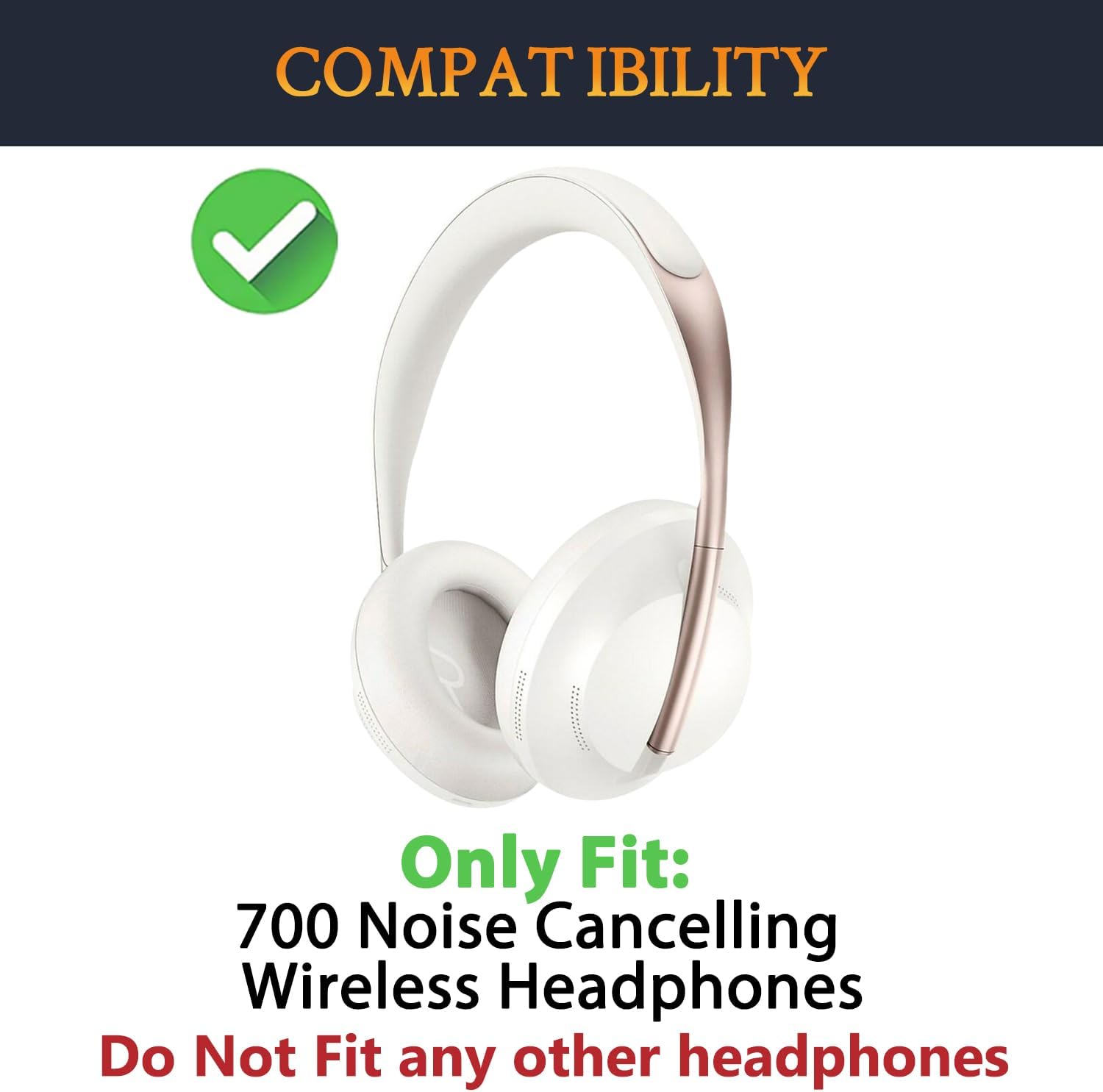 Coussinets de rechange pour casque Bose 700 – Coussinets en cuir souple pour un confort accru et une réduction du bruit optimale, blancs - 2