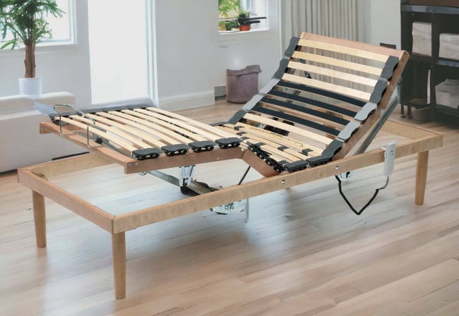 Rete letto singolo Arby, Rete a doghe in legno con motore, 100