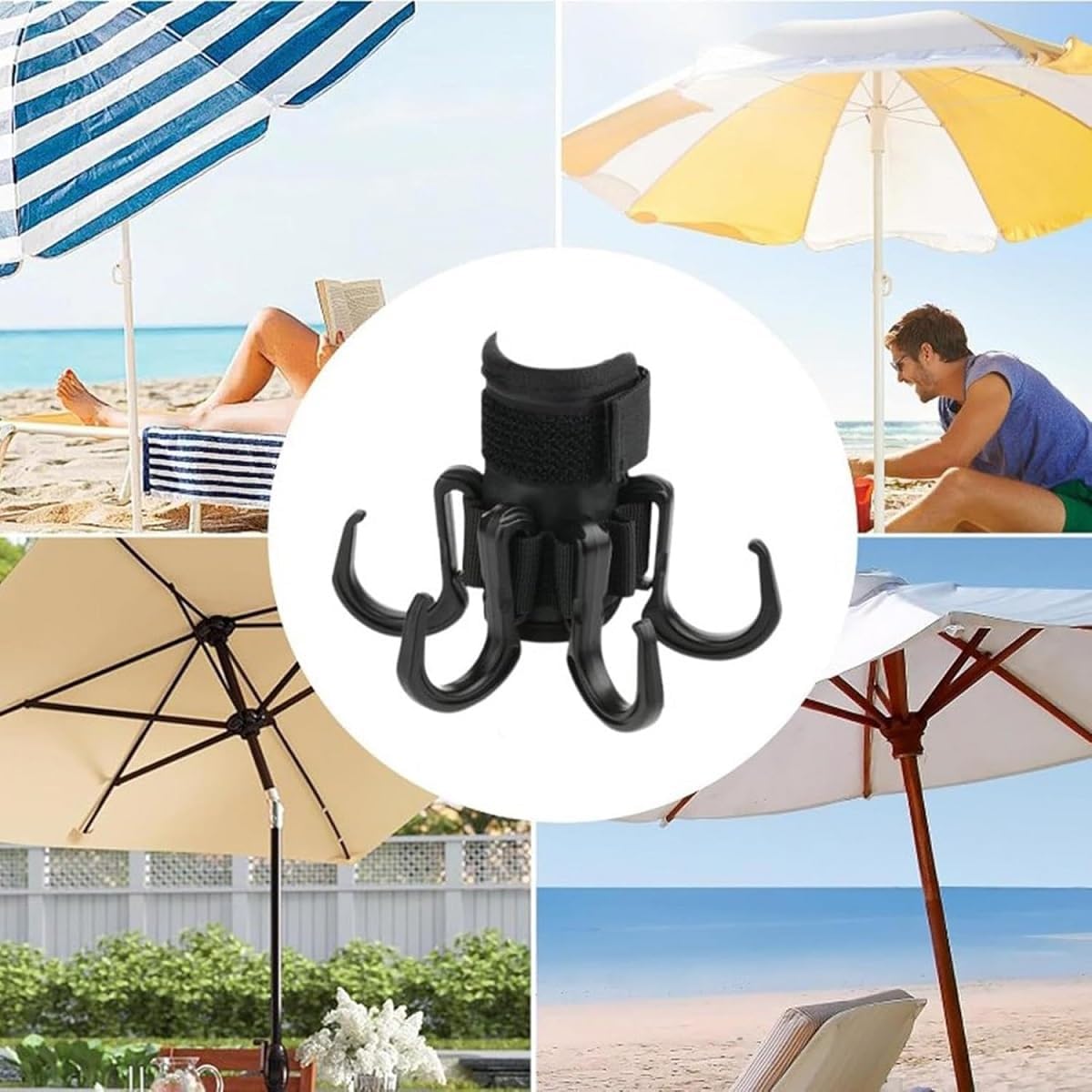 szt. uchwyt na haczyk plażowy, hak na parasol ogrodowy, hak do zawieszania parasola plażowego, plastikowy haczyk na parasol na ręczniki, czapki, ubran - 5