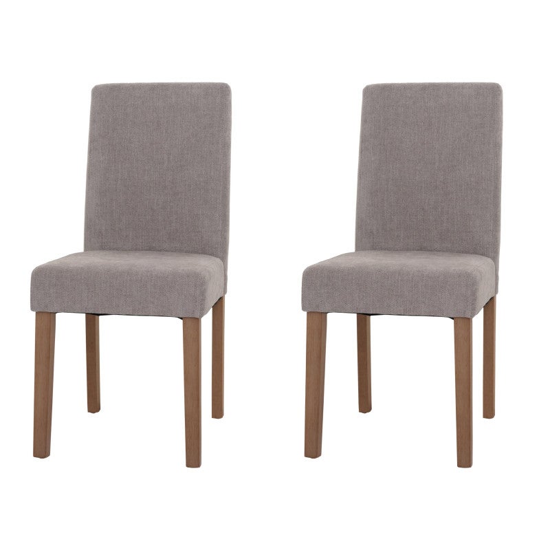 Zestaw 2 krzeseł do jadalni Littau, krzesło kuchenne z wysokim oparciem, tkanina/tkanina szenilowa drewno ~ jasnoszary, nogi w kolorze naturalnym