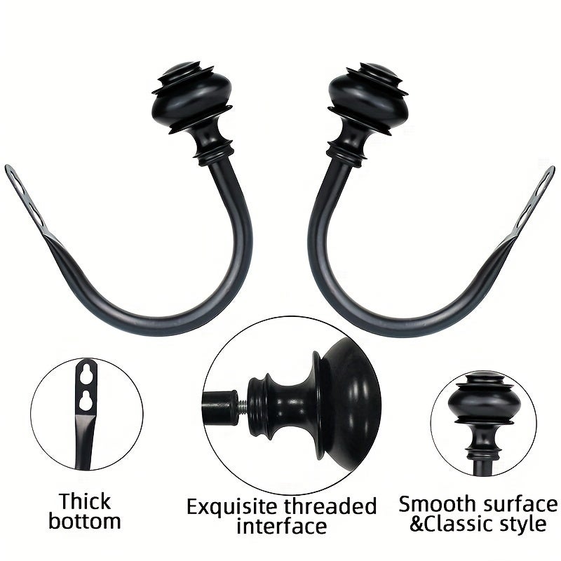 Set di 2 supporti per asta di tende in metallo – Ganci doppi, viti – Può sostenere fino a 50 kg, resistente alla ruggine e durevole, nero | Leroy Merlin