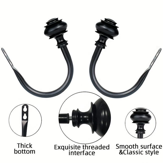Set di 2 supporti per asta di tende in metallo – Ganci doppi, viti – Può sostenere fino a 50 kg, resistente alla ruggine e durevole, nero | Leroy Merlin Set di 2 supporti per asta di tende in metallo – Ganci doppi, viti – Può sostenere fino a 50 kg, resistente alla ruggine e durevole, nero | Leroy Merlin