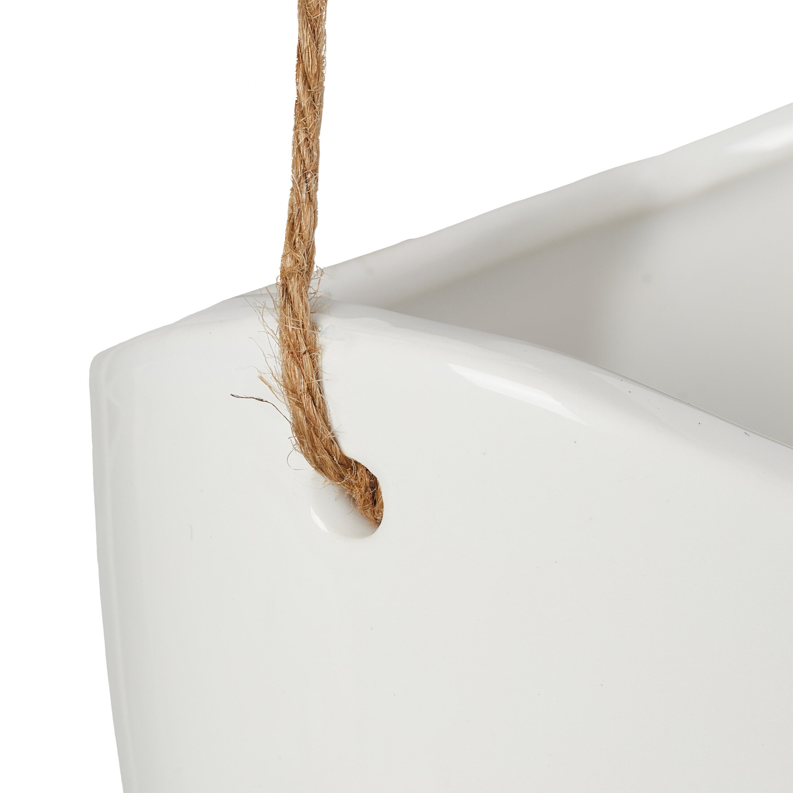 Porte-plantes mural en lot de 3, suspendre grâce à la corde, pour vos trésors verts, intérieur, blanc, Relaxdays - 5