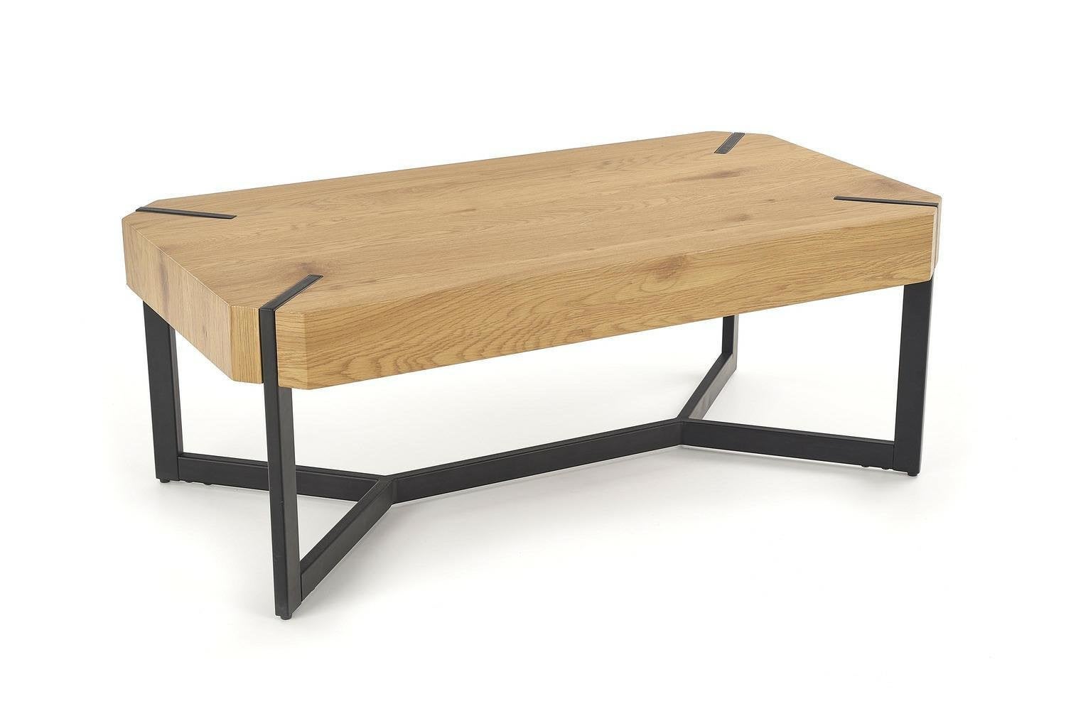 Stolik kawowy prostokątny Frada INTESI loftowy dąb złoty czarny 110x60 cm do salonu 1 szt.