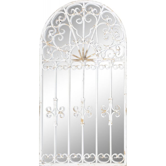 Miroir blanc métal effet vieilli pour charme élégant 55 x 3 x 103,5 cm Blanc vieilli