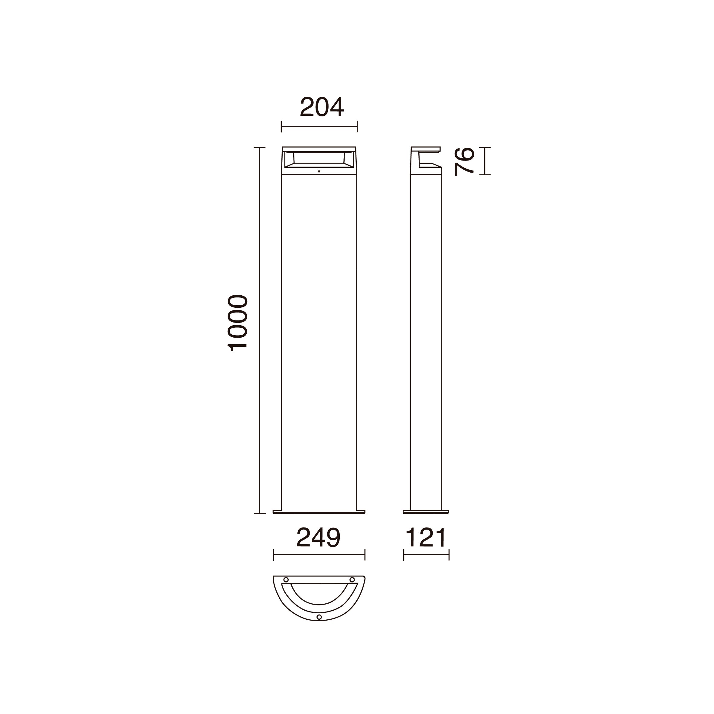 Borne LOOP IP65 LED SMD 9.50W 1295lm(500lm) CRI80 3000K 50º 1000mm Noir - 4