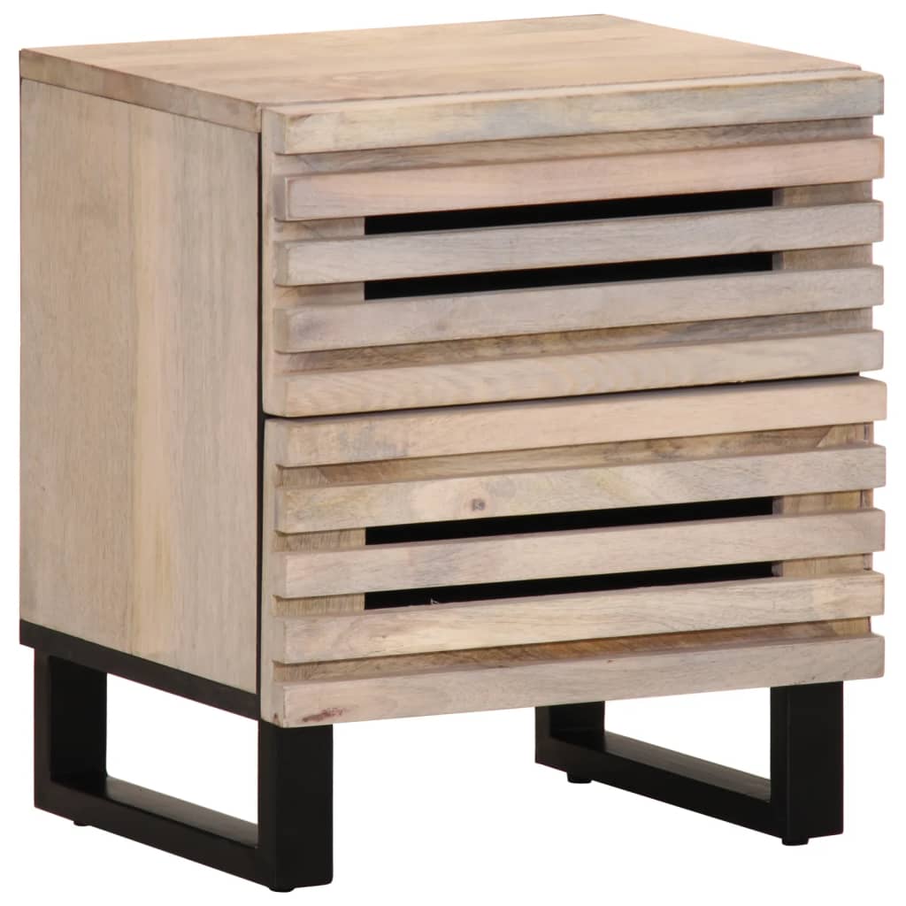 Szafka nocna vidaXL z litego drewna mango bielonego 2 szuflady 40x34x46 cm
