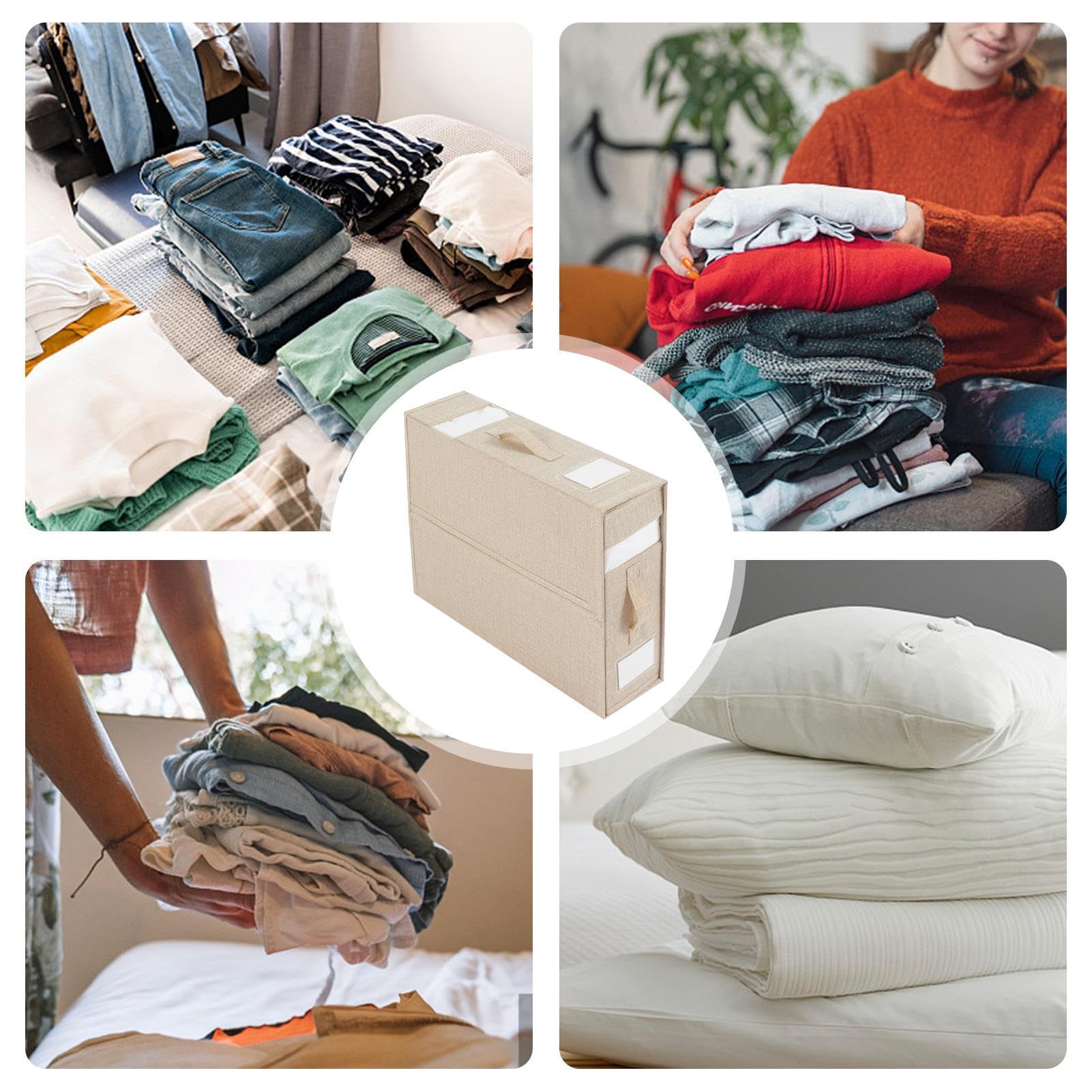 Organisateur de draps et boîte de rangement, paquet de 2, organisateur de draps pliable, organisateur de couette, Beige - 6