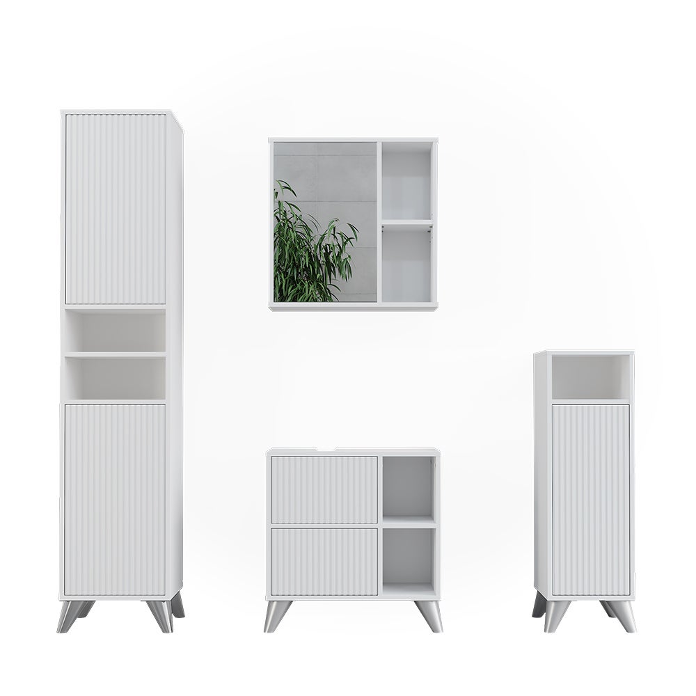 Vicco Zestaw mebli łazienkowych Leano, Biały, 4-częściowy zestaw