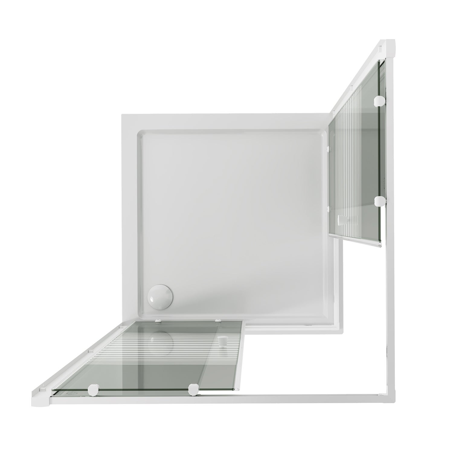 Mampara de ducha Rectangular 80x100 CM H185 Blanco Vidrio Serigrafiado mod. Blanc - 5