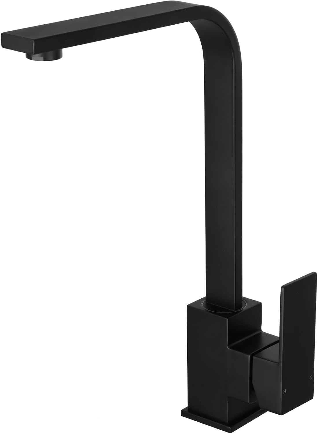 Matowy czarny kwadratowy kran kuchenny do zlewu