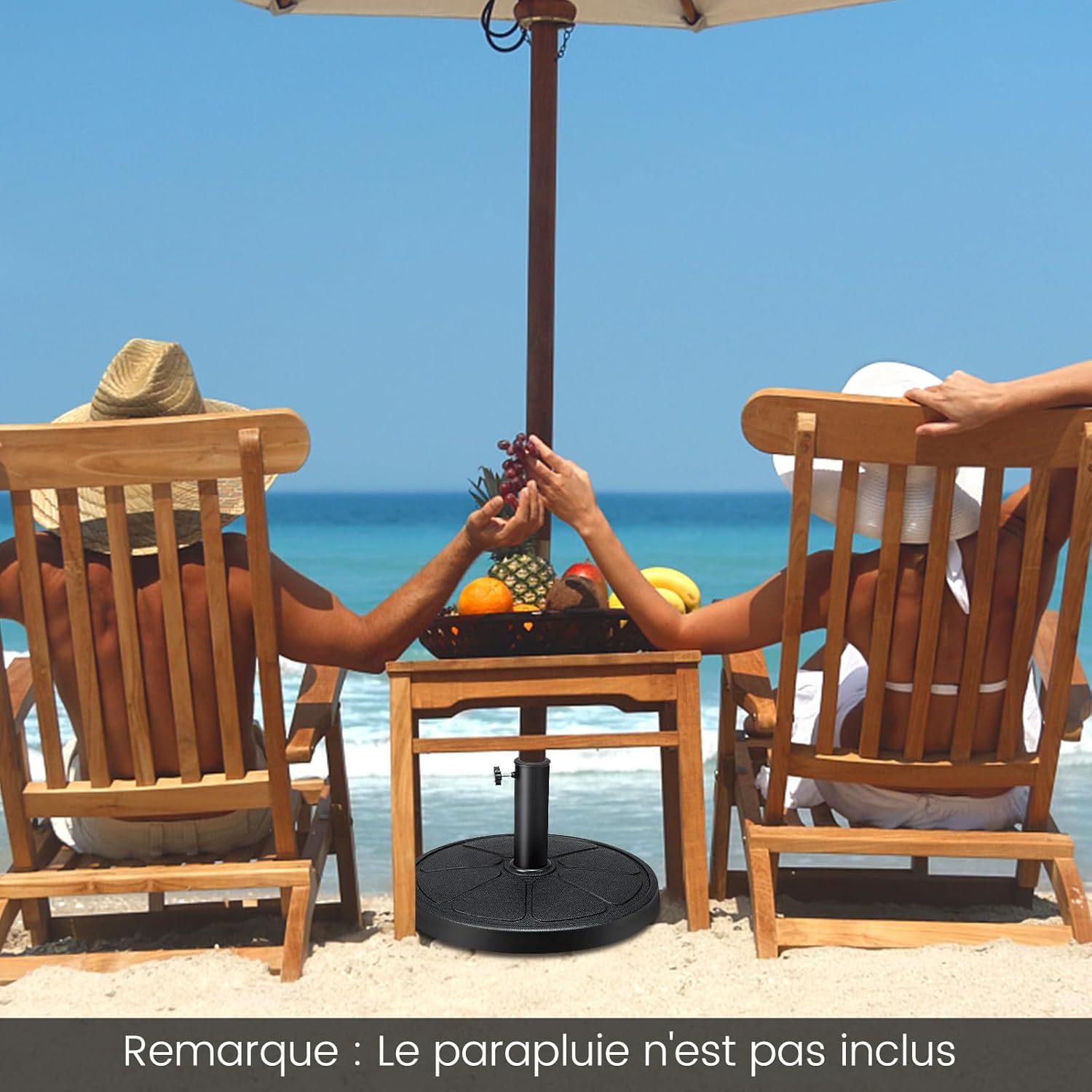 Base Ombrellone da Esterno 14 kg, Supporto Rotondo per Ombrellone 45 CM con Diametro Palo 38/48 MM, Base per Ombrellone Robusta da Giardino Te - 3