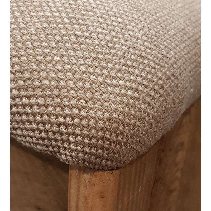 Tabouret en bois massif recyclé et tissu rembourré beige - CHALET - 6