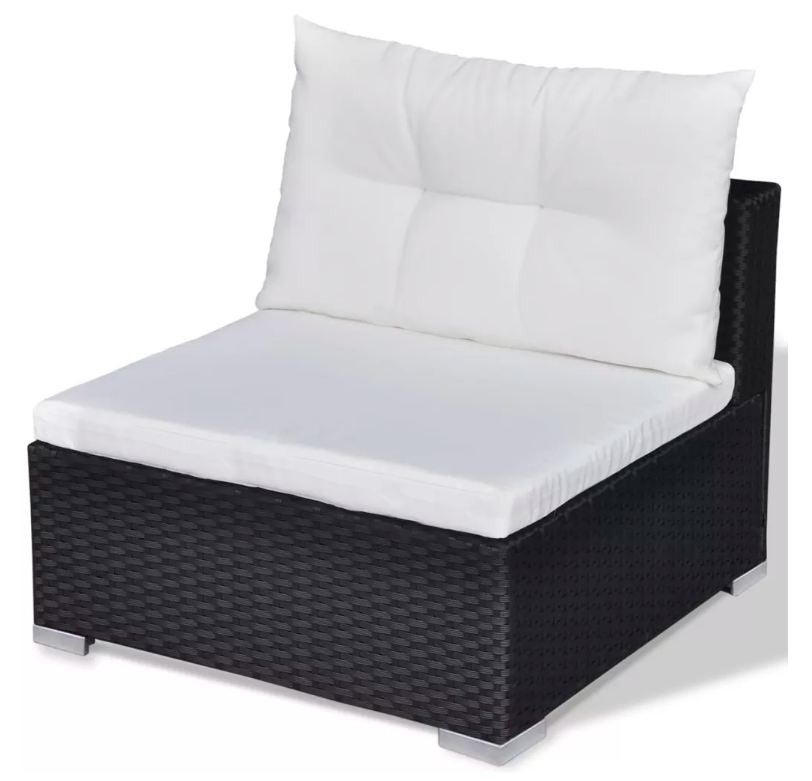 Salon de jardin 9 pièces résine tressée noir et coussins blanc Kim - 4