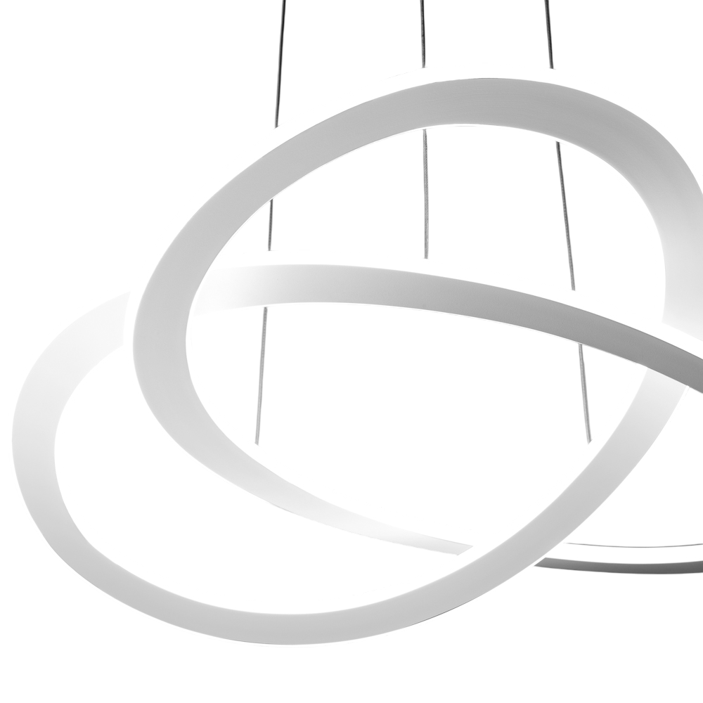 Gea Luce  Lámpara De Araña Led Moderna Yara 50W Suspensión Regulable 3000K Luz Cálida, Diseño Aros De Aluminio 67X120cm, 2400Lm, Led Integrado Ip20 Blanco Aluminio, Leroy Merlin