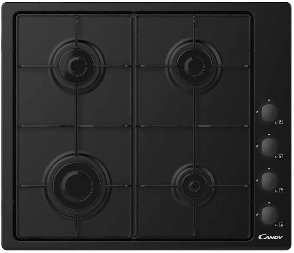 Table de cuisson gaz 60cm 4 feux noir - Candy CHW640BLB | Leroy Merlin