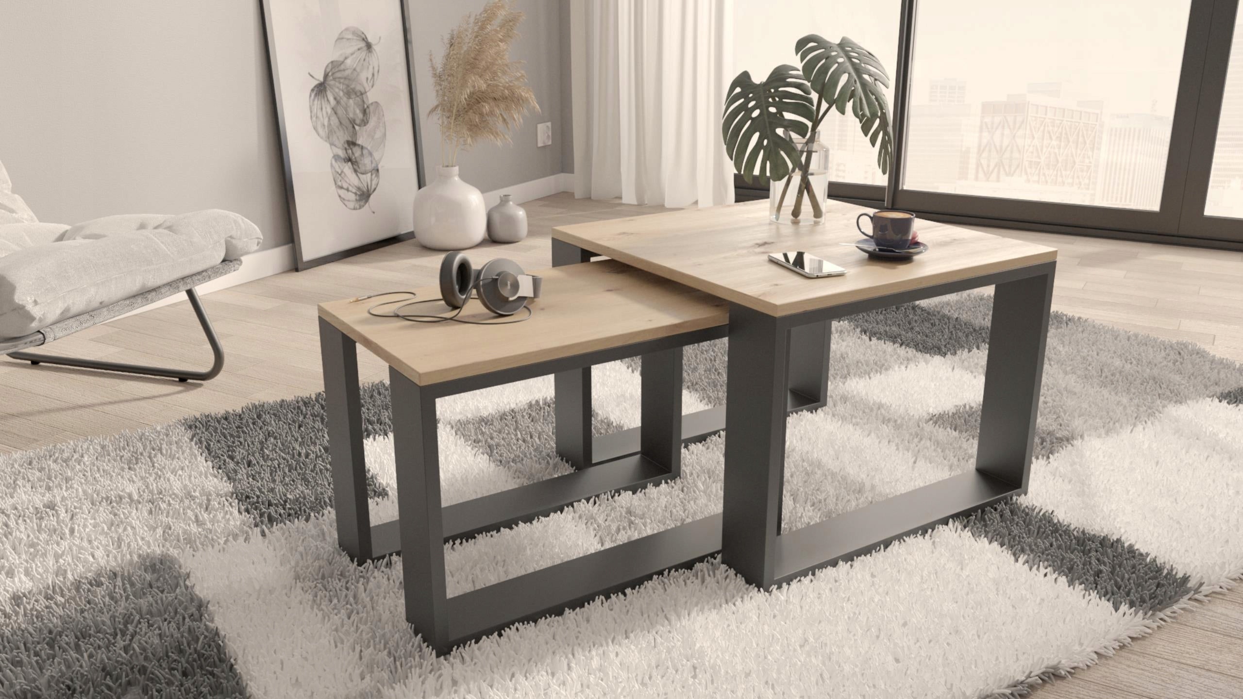 Ława stolik kawowy podwójny LOFT-PER artisan-czarny PER - 2