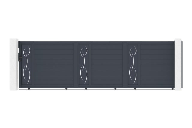 Portail coulissant 5m LIFE H.140 aluminium gris