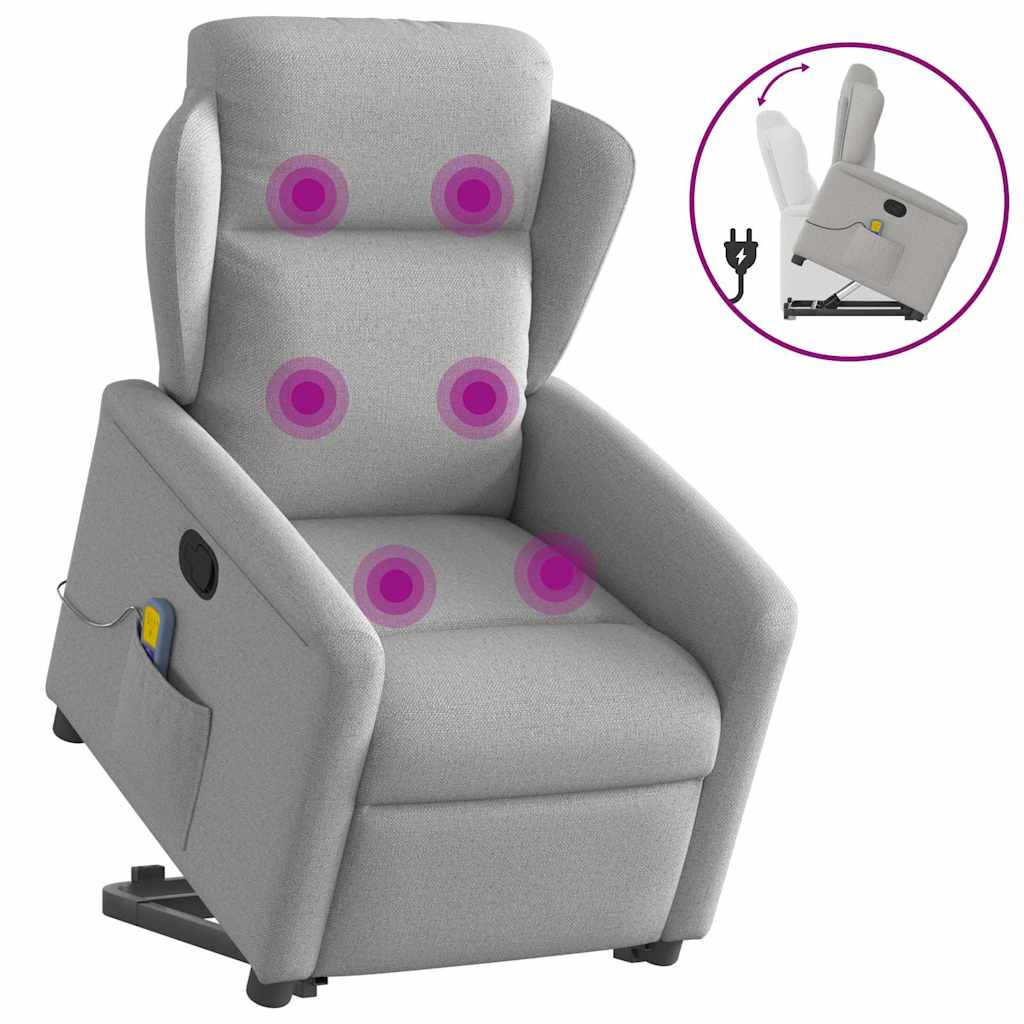 Fauteuil de massage | Fauteuil de relaxation | Chaise de relaxation inclinable gris nuage tissu CFW572507 - 2