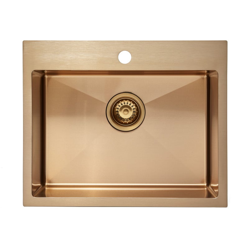 Swiss Aqua Technologies Aurum Évier de cuisine encastrable inox 304, 1 bac, 55x45x21 cm, Cuivre brossé PVD - 4