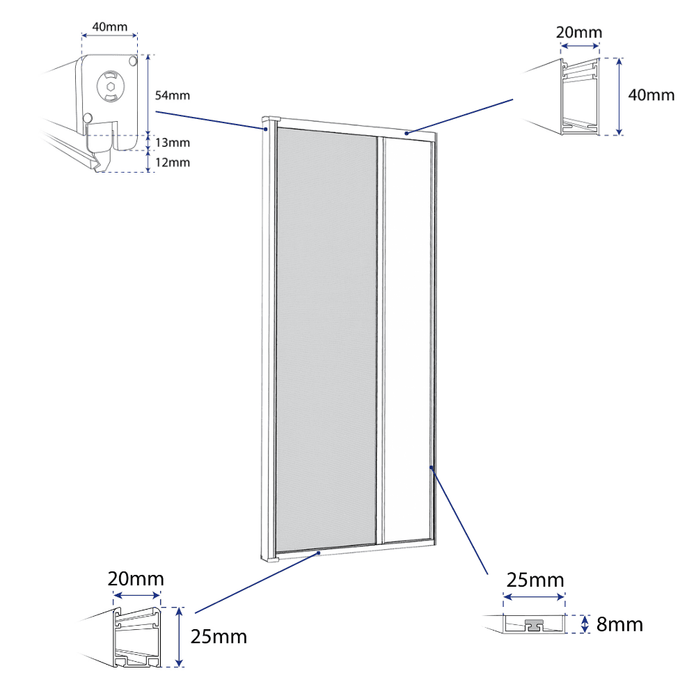 Moustiquaire H230xl140cm enroult latéral/porte alu blanc – Luxe – AVOSDIM - 4