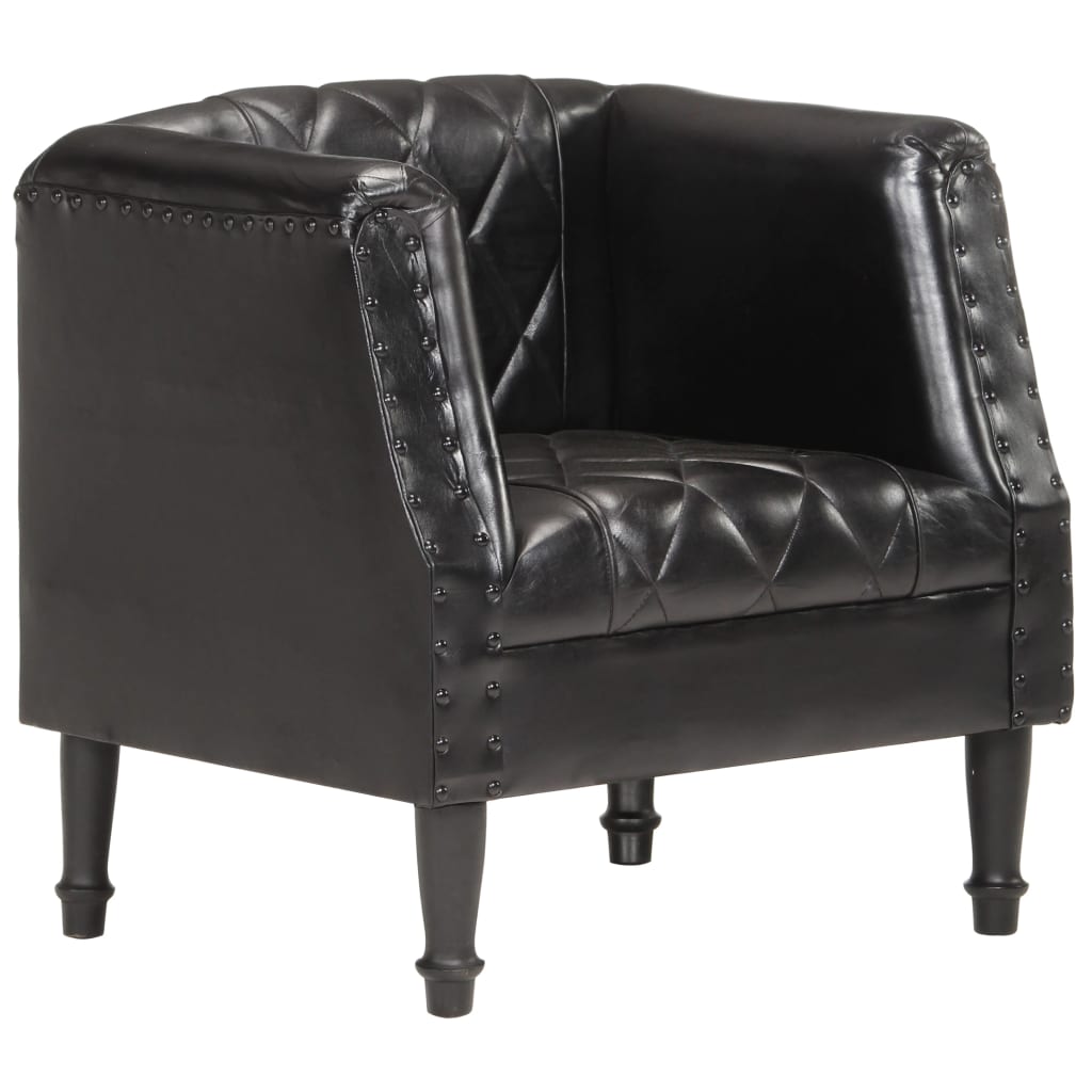 Fauteuil Noir Cuir véritable de chèvre - 9