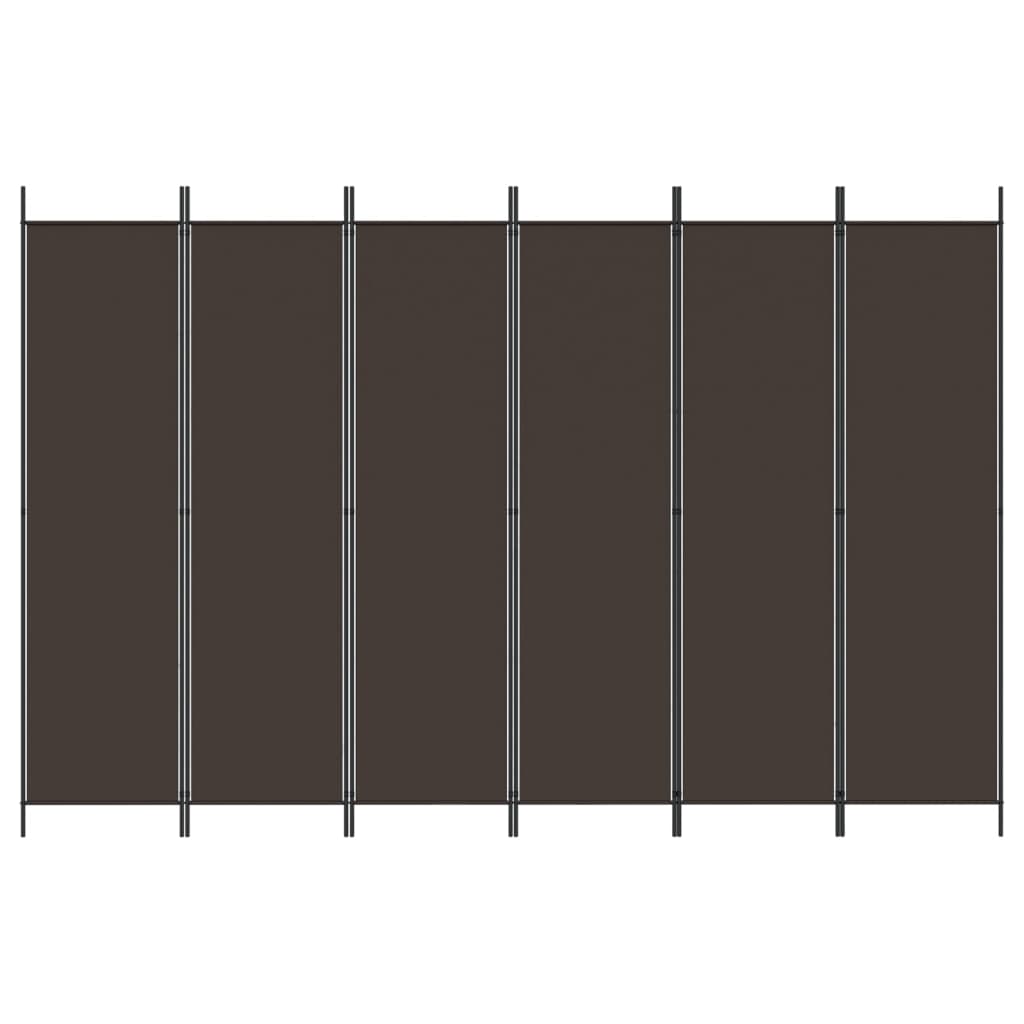 Cloison de séparation | Paravent | Séparateur 6 panneaux Marron 300x200 cm Tissu - 3