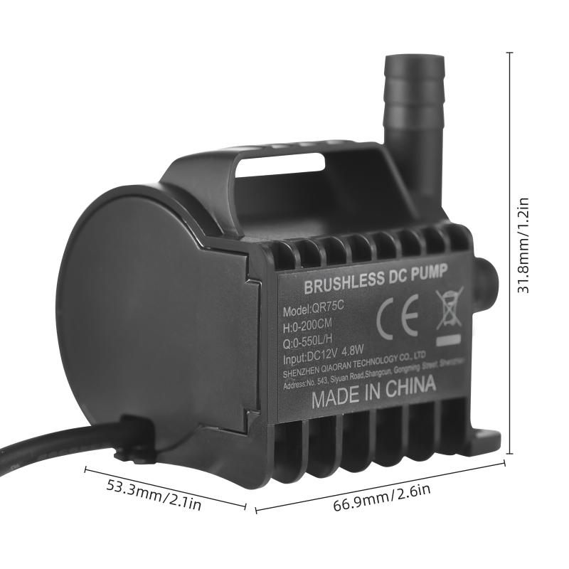 Mini pompe à eau 12V, débit de 550 L/h, hauteur de 2 mètres, interface CC，Pour aquariums, bassins et aquariums - 3