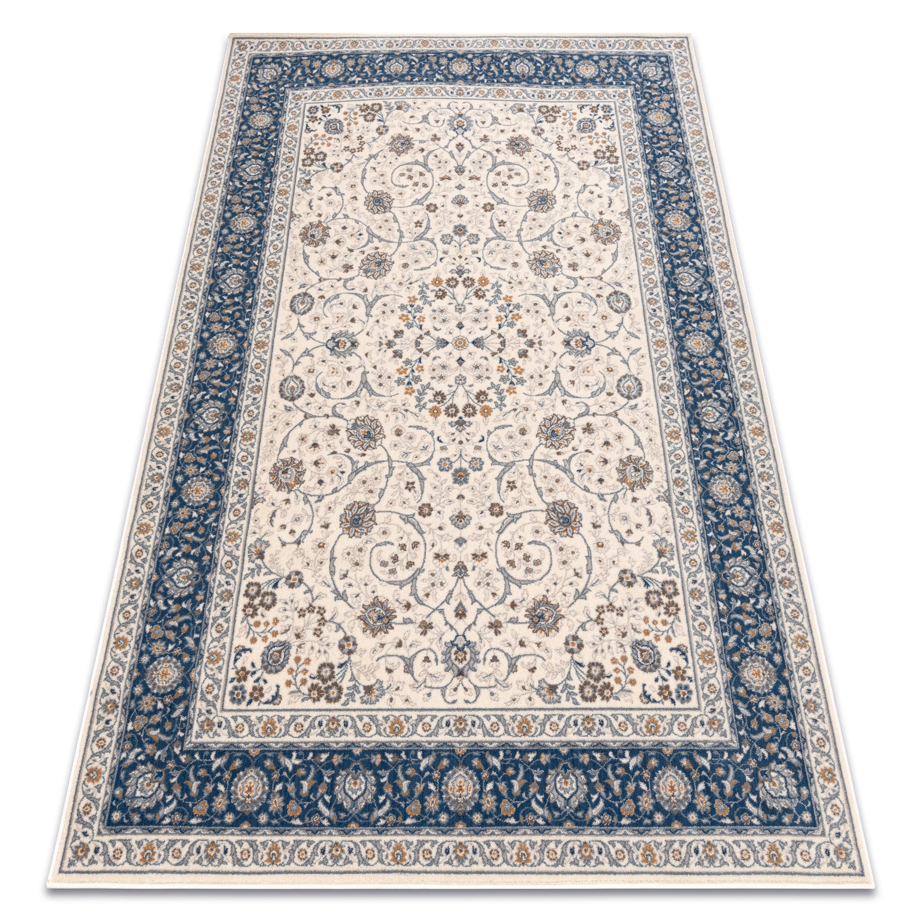 Dywan wełniany NAIN Ornament, ramka 7179/51613 beż / niebieski 200x300 cm