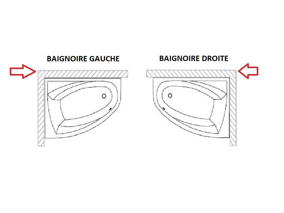 Baignoire asymétrique de 150 x 85 cm - Blanc - Gauche - avec Repose Tête OFFERT - INTIMA - 3