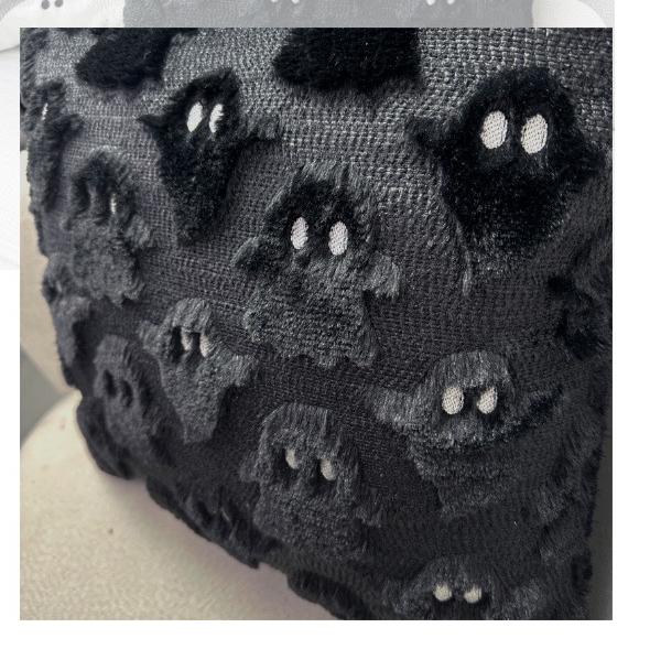 Fodera per cuscino fantasma nero di Halloween, fodera per cuscino morbido in peluche, cuscino per divano, per divani, camere, - 3