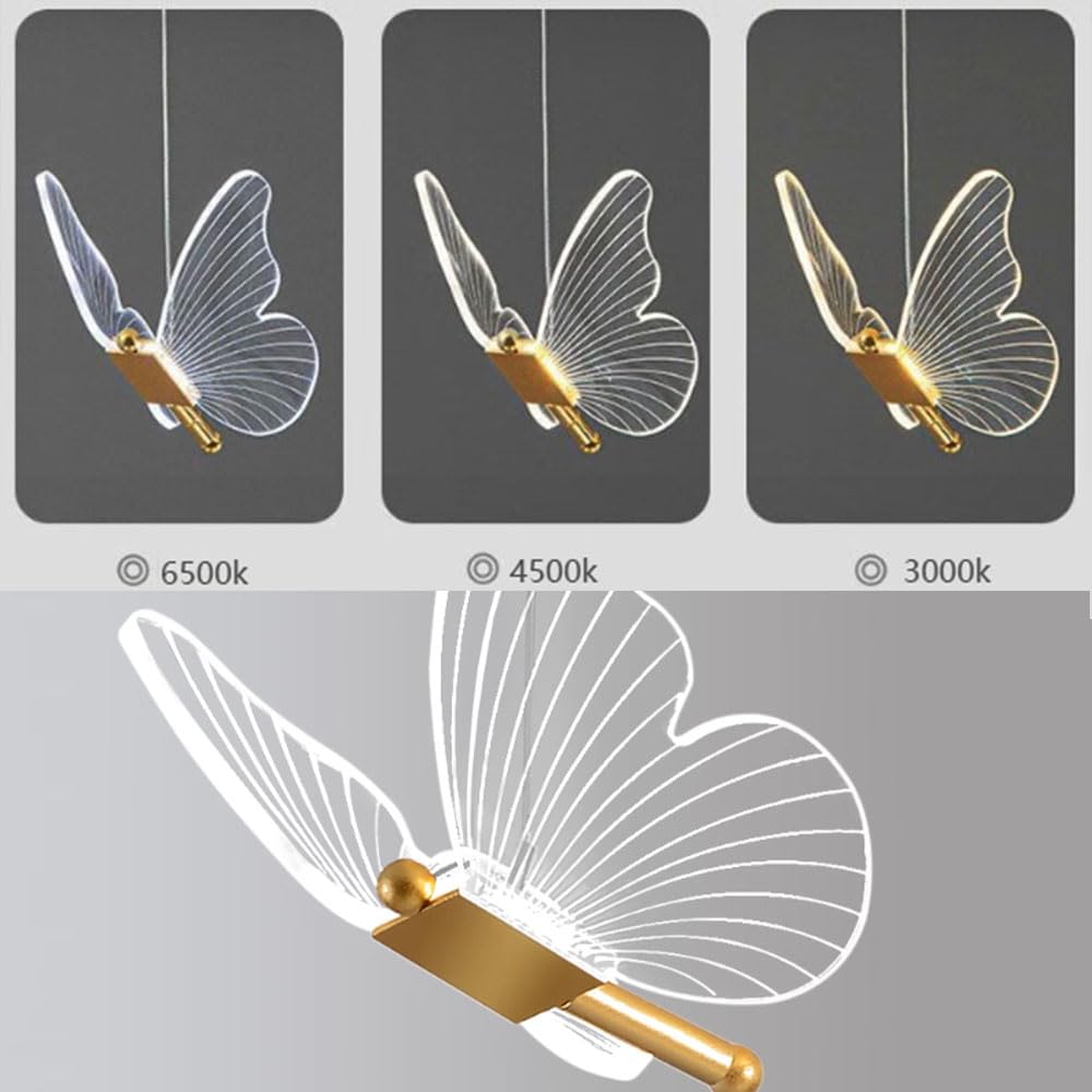 Suspension LED 6W Papillon Créatif Lustre Plafonnier Scandinave Éclairage de Plafond LED Acrylique Luminaire Plafonnier 3000K-6500K Dimmable - 6