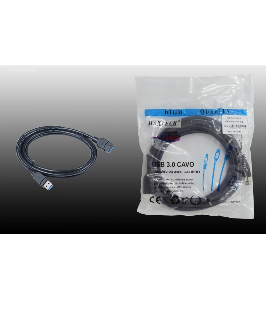 CAVO USB 2.0 PROLUNGA A-A M/F 1,8mt. NERO per STAMPANTE MODEM