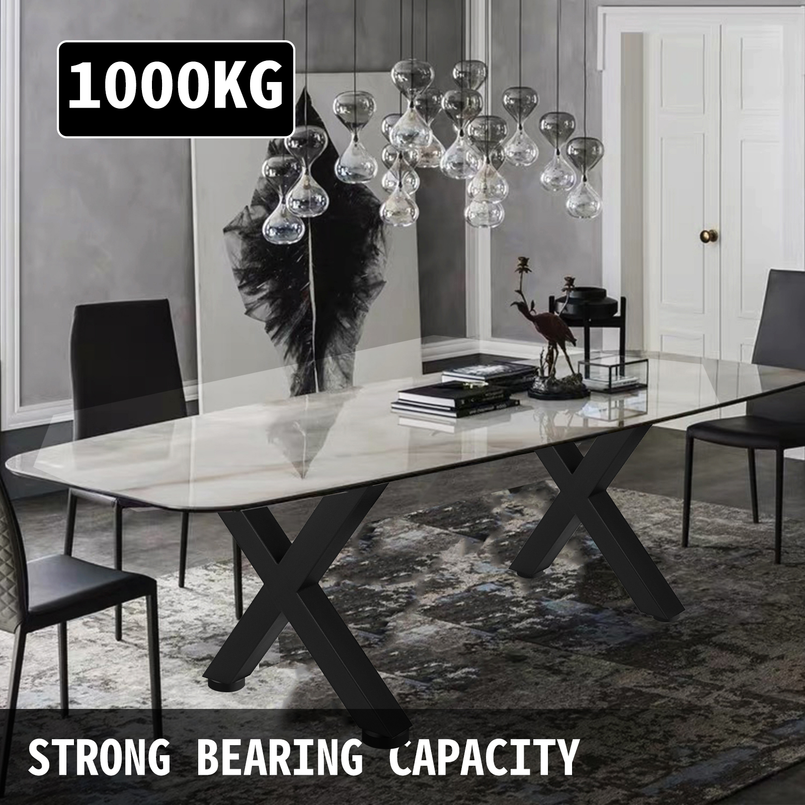 Pieds de Table en Métal VEVOR 2PCS Pied de Table Basse et Table à Manger Industriel de Charge Maximal 1000 kg de Jambes en Croix Forme de X,720x790mm - 3