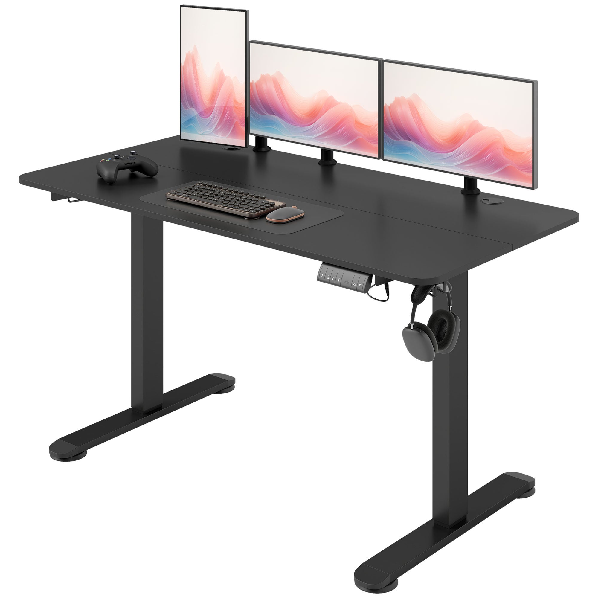 Claiks Petit bureau debout électrique en verre réglable en hauteur, 101,6 cm, installation rapide, bureau d'ordinateur pour bureau à domicile, noir